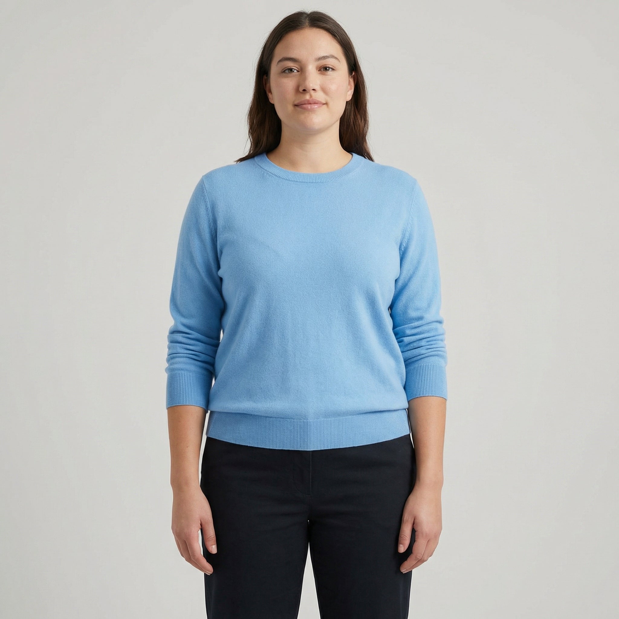 Crewneck Sweater With Ribbed Cuffs