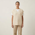 Oversized V-Neck Knitted Vest With Cable Knit Details