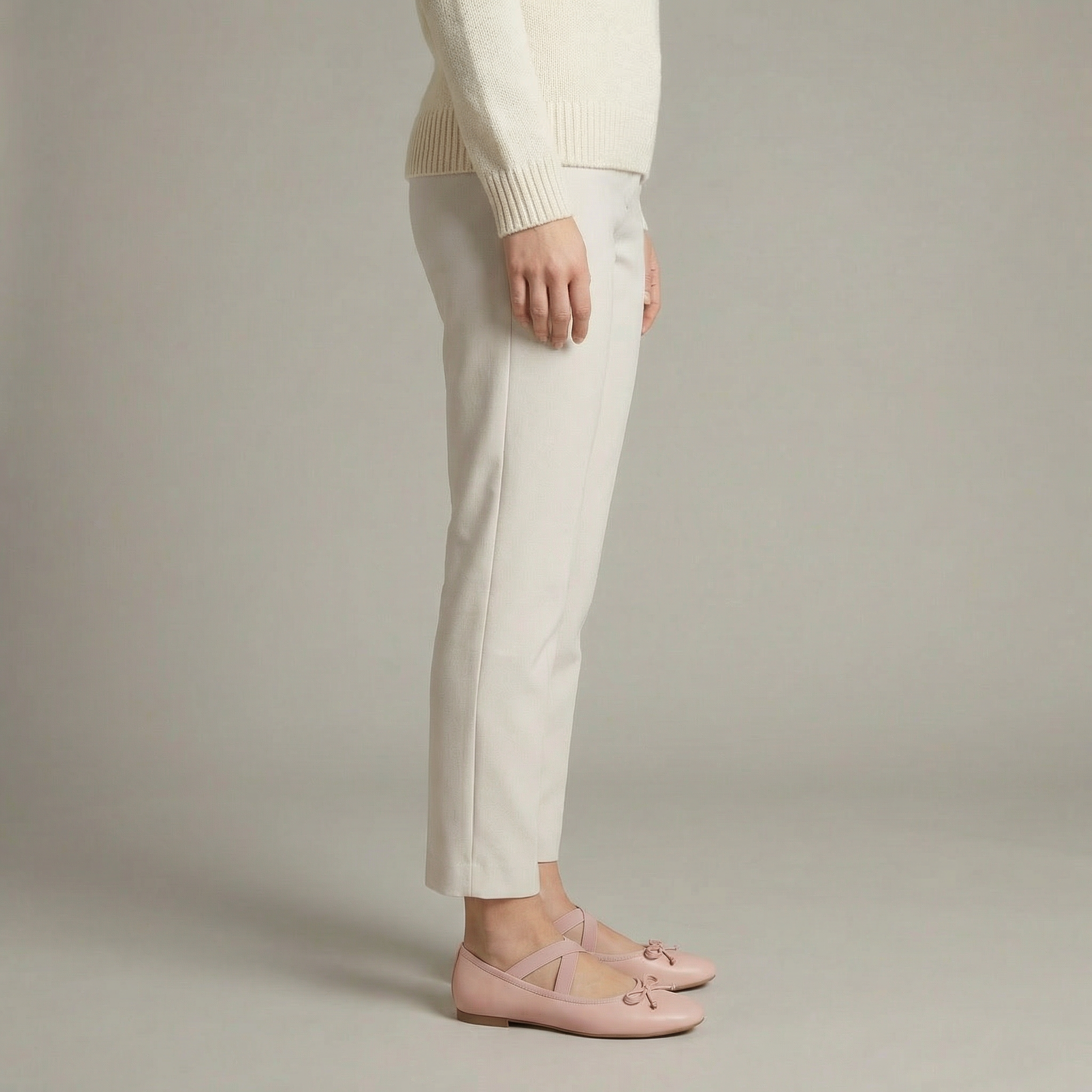 Ballet Flats With Elastic Strap And Bow Details