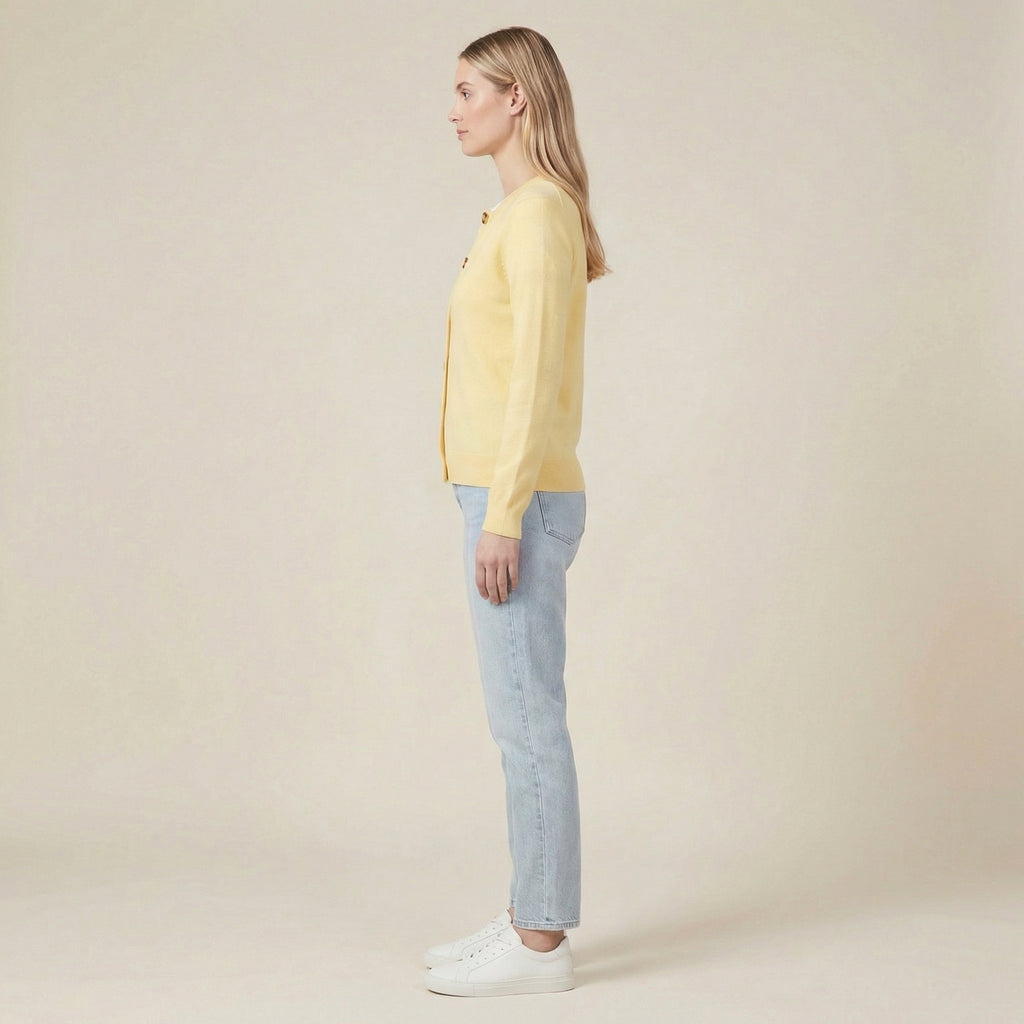 Fine-Knit Cardigan For Women With Tortoiseshell Buttons