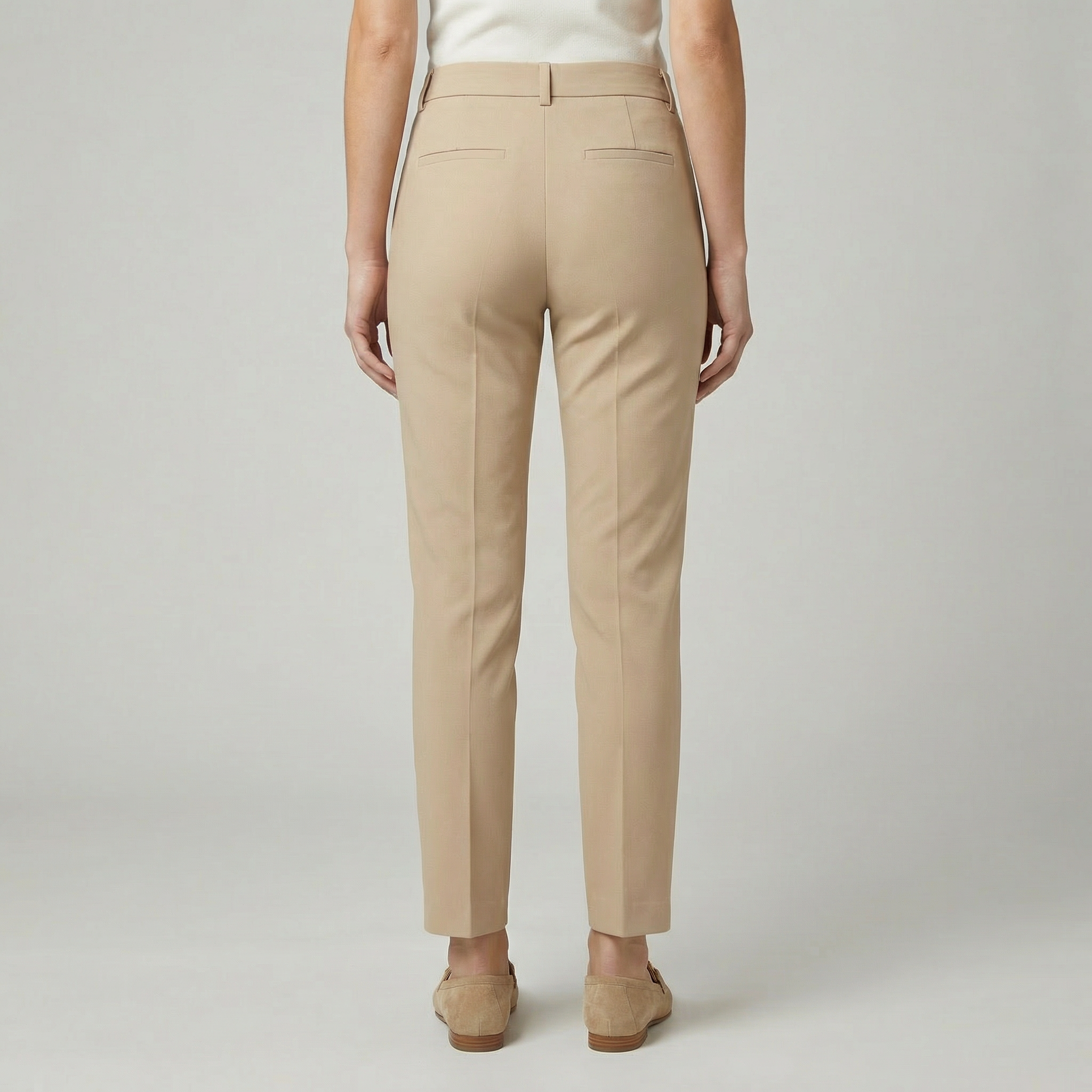 Suede Loafers For Women With Gold Buckle Hardware Details