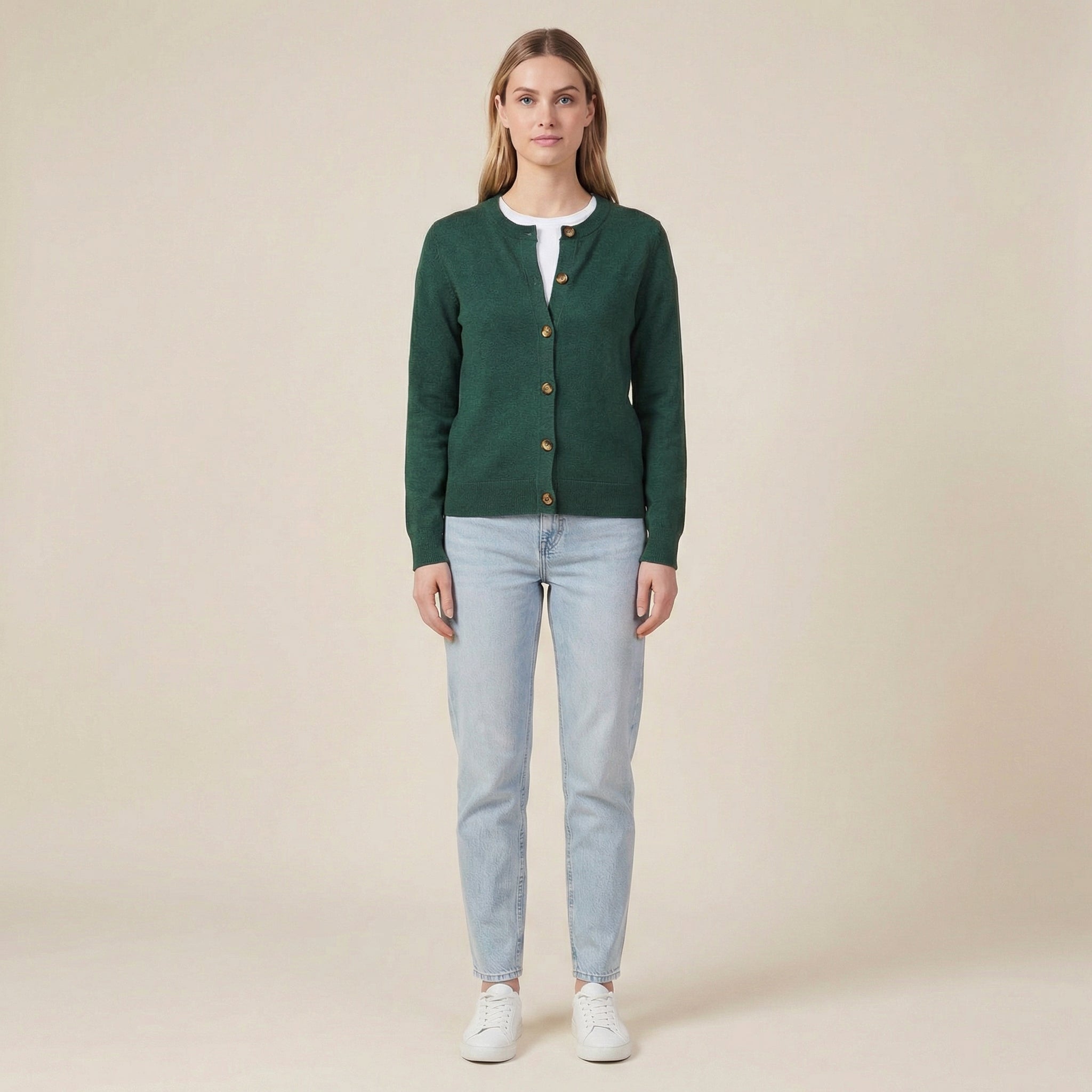 Fine-Knit Cardigan For Women With Tortoiseshell Buttons