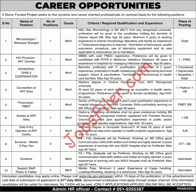 National TB Control Program Jobs 2024 